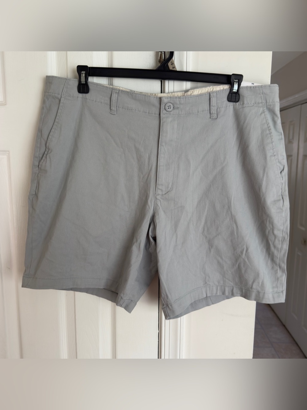 George Mens Size 44 Shorts Gray Above Knee Flat Front Cotton Stretch Chino Golf - Picture 4 of 11
